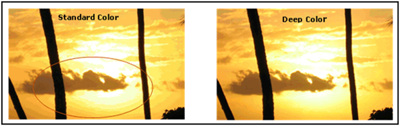 8-bit color banding (left image)