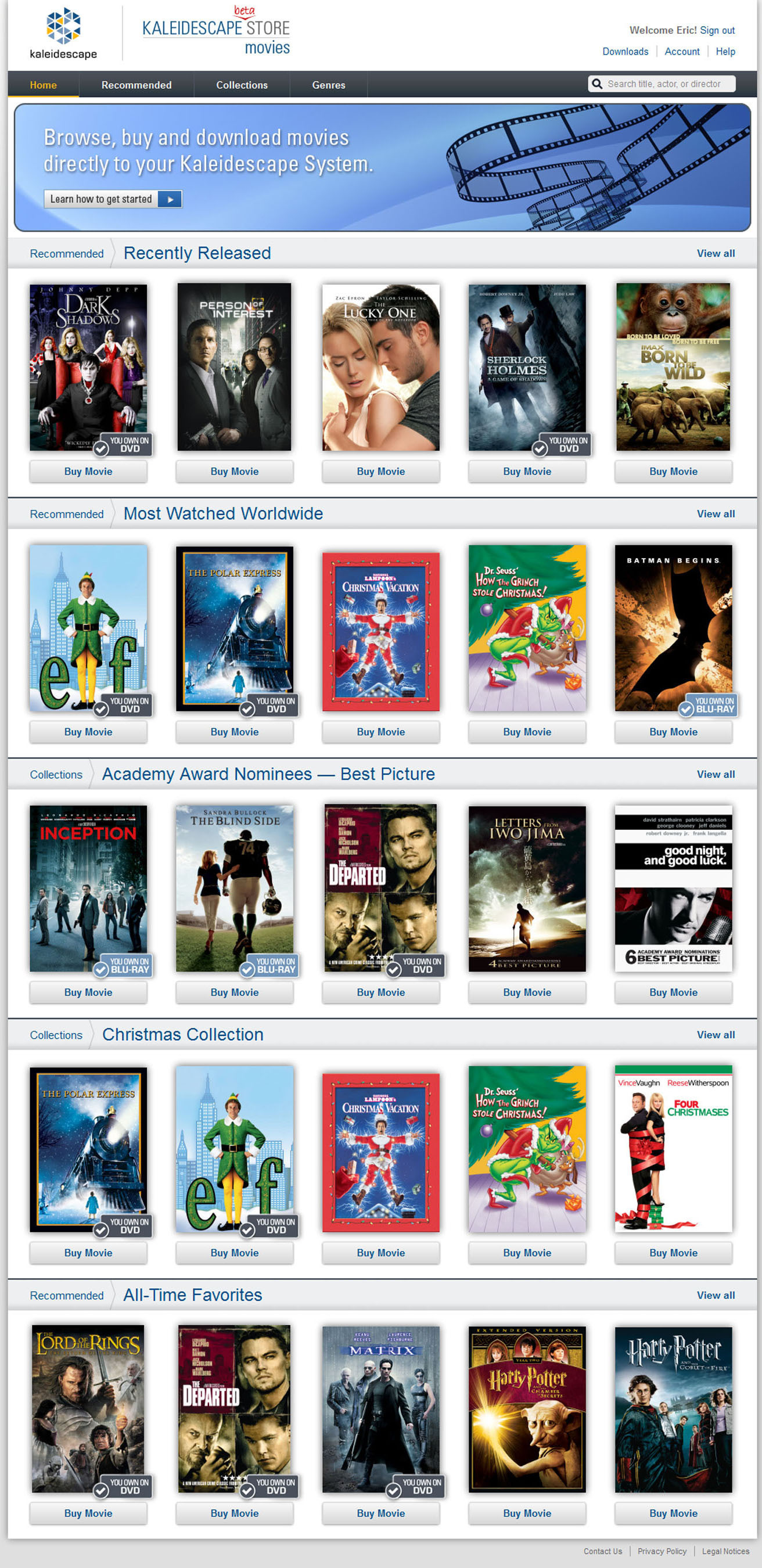 Kaleidescape Offers Industry's First Internet Delivery Of Movies That Match Quality And Extra Content Of Blu-ray Discs And DVDs